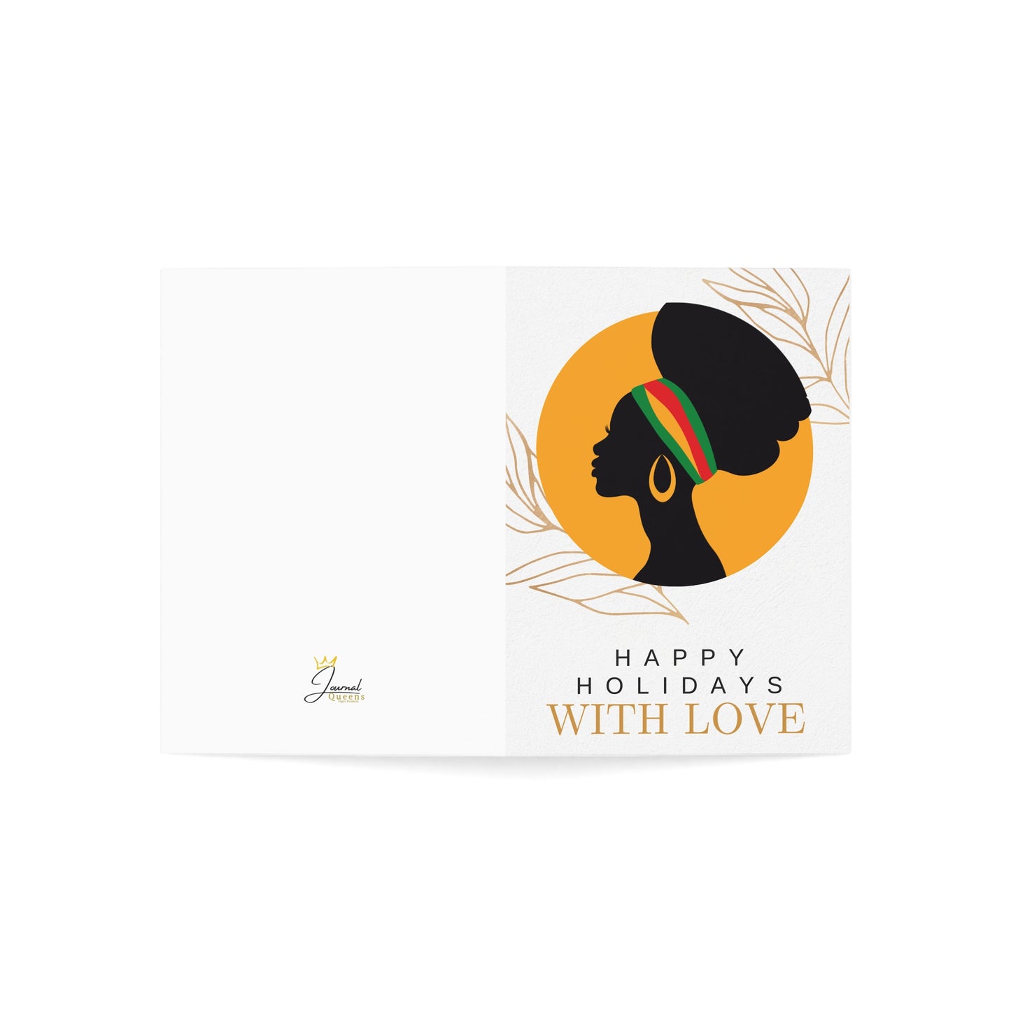 African American Woman Christmas Card, Happy Holidays, Black Woman Silhouette, Festive Stationery