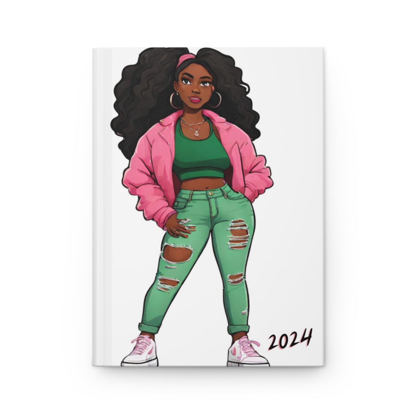 Hardcover Journal "Round the Way Girl (Pink & Green)" - Street Queens Collection
