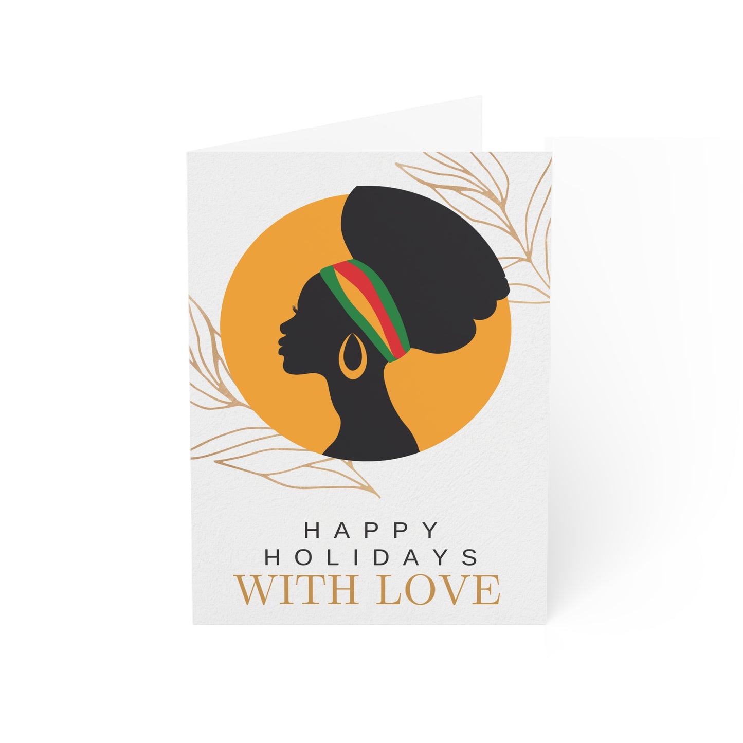 African American Woman Christmas Card, Happy Holidays, Black Woman Silhouette, Festive Stationery