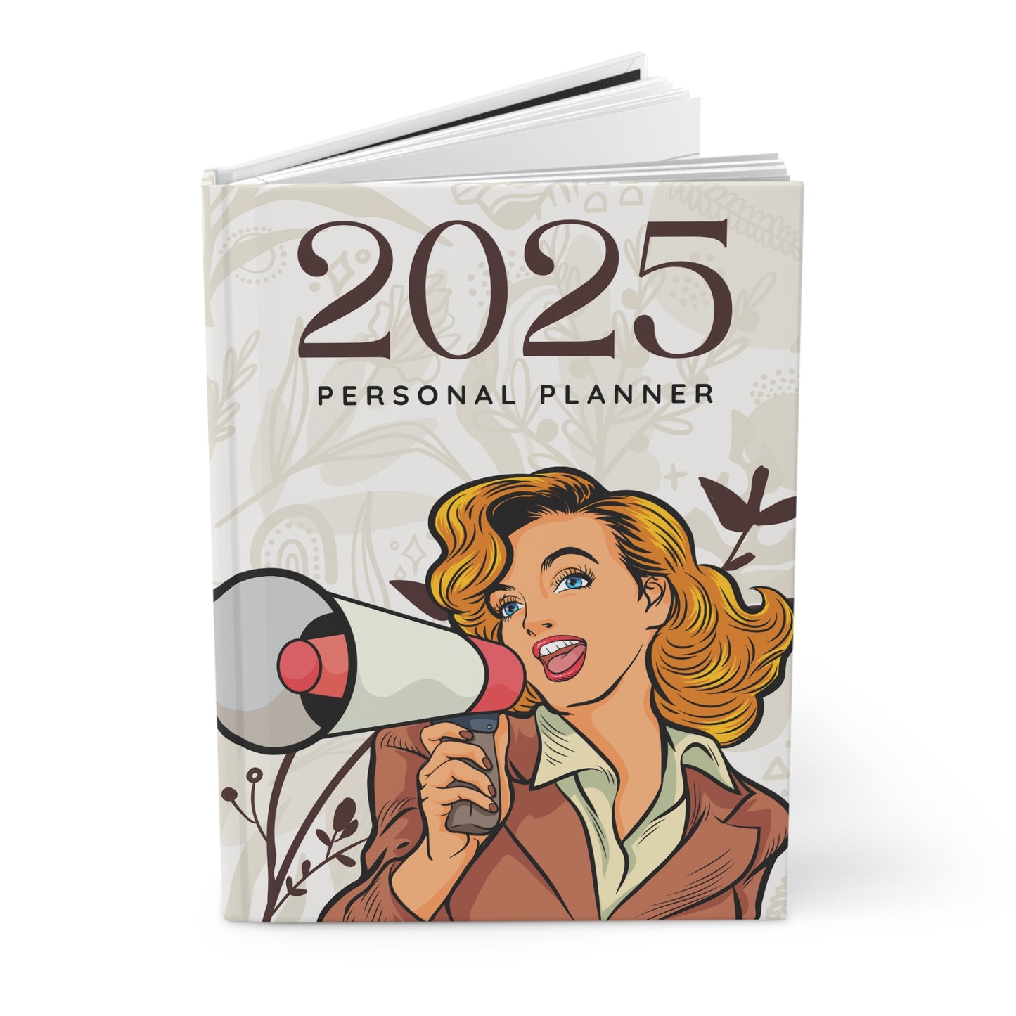 2025 Personal Planner Blonde Woman  Long Hair Hardcover Journal, Matte Notebook, Diary, Organizer, Gift for Planner Addicts