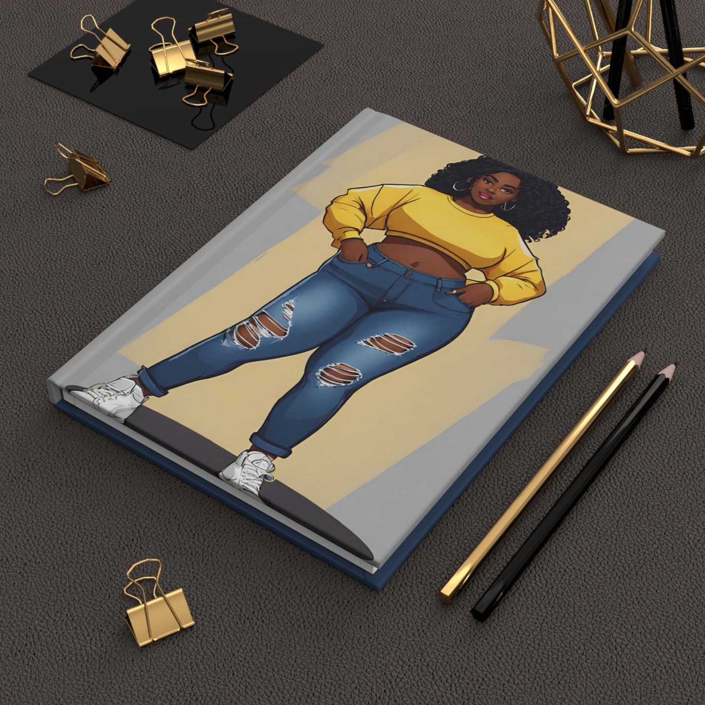 Hardcover Journal "Beauty Gold Crop & Blue Jeans" - Street Queens Collection