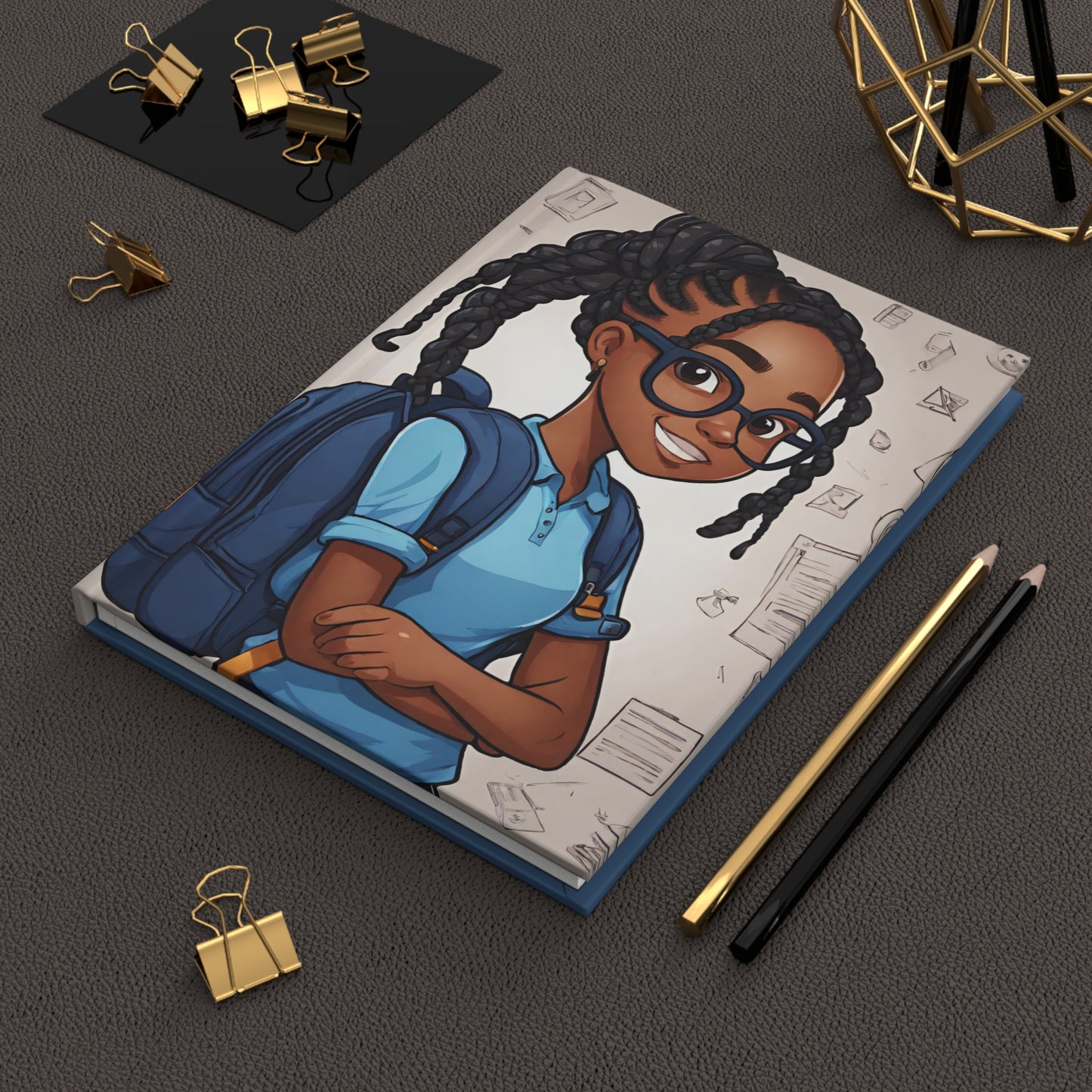 "Young Girl Braids and Glasses (Blue)" - Youth Collection