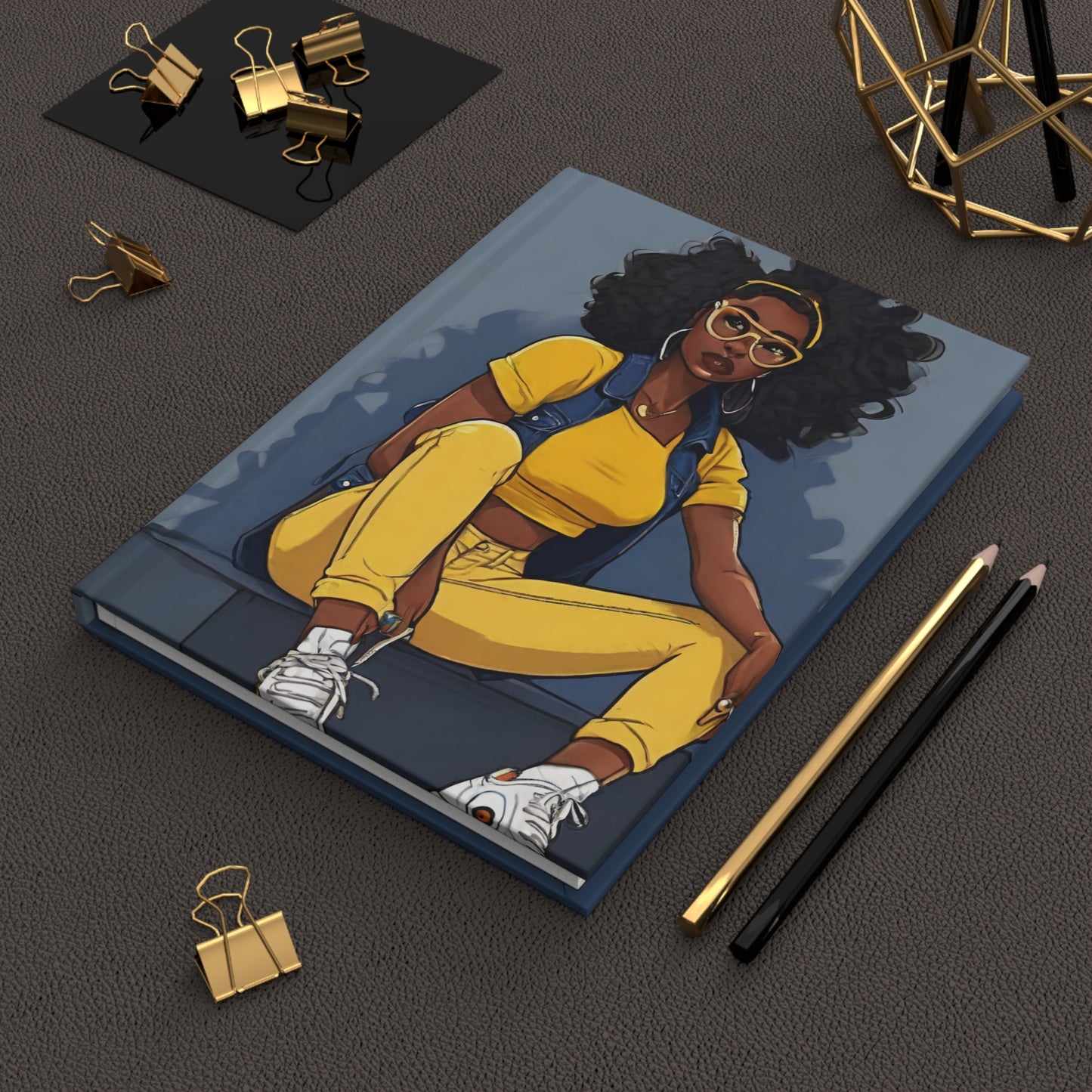 Hardcover Journal "Round the Way Girl (Blue & Gold)" - Street Queens Collection