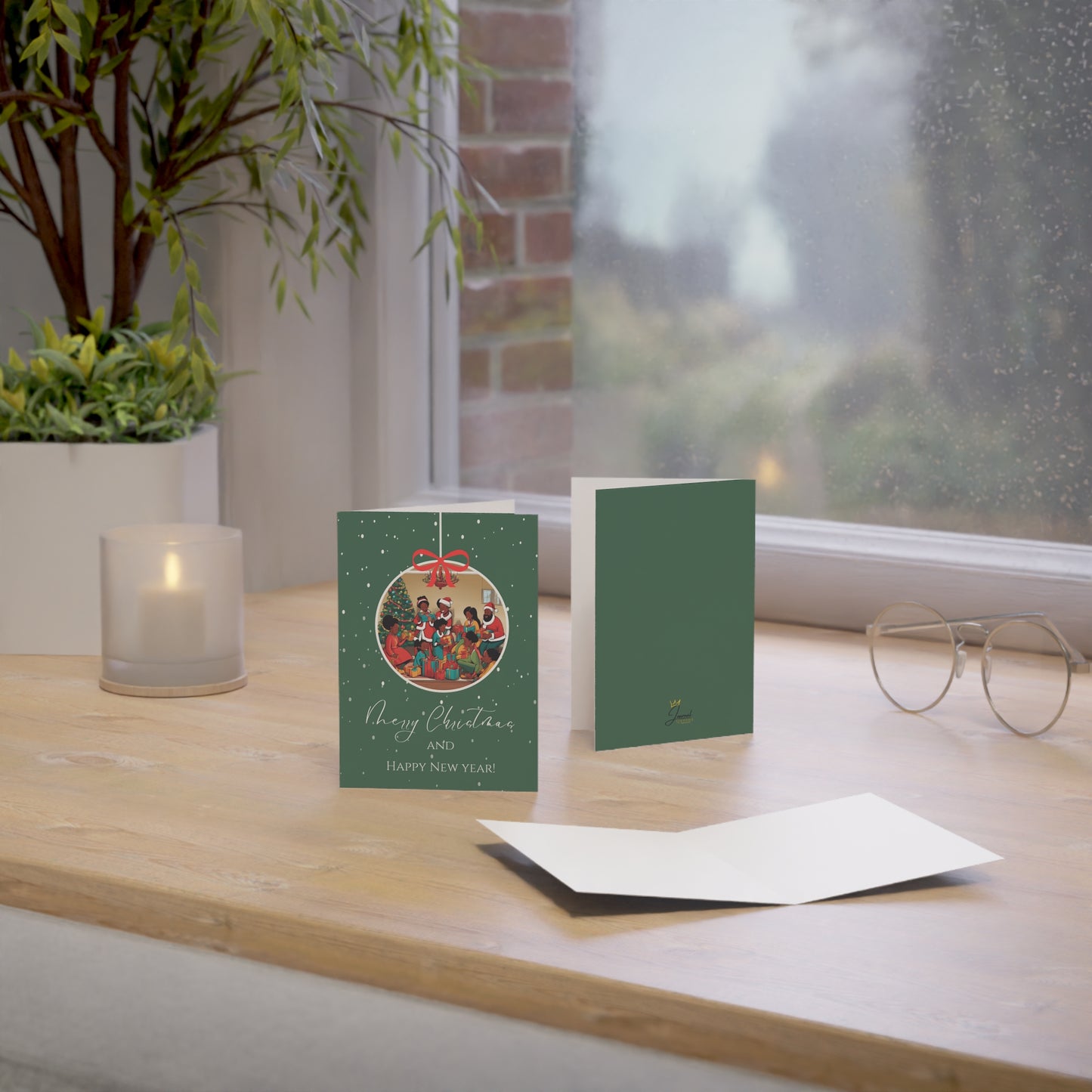 African American Family Greeting Card, Merry Christmas and Happy New Year