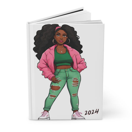 Hardcover Journal "Round the Way Girl (Pink & Green)" - Street Queens Collection