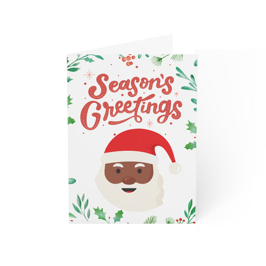 Black Santa Seasons Greeting Card, Christmas Cards, Holiday Stationery, Festive Note Cards, Seasonal Correspondence, Xmas