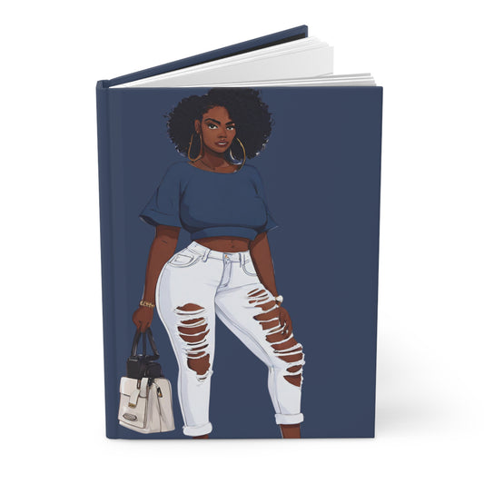 Hardcover Journal "Around the Way Girl (Blue & White) - Street Queens Collection